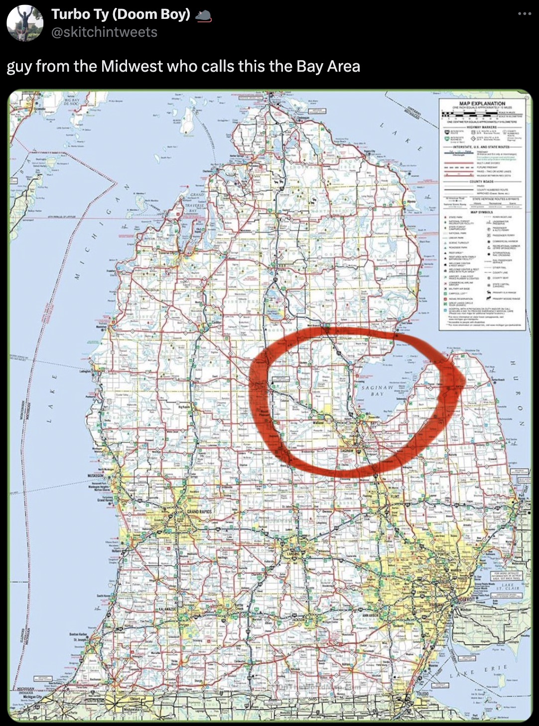 lower peninsula map michigan - Turbo Ty Doom Boy guy from the Midwest who calls this the Bay Area